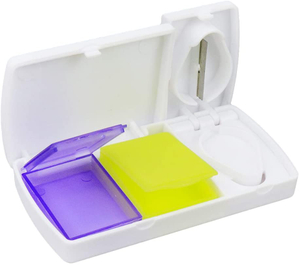 Small Portable Plastic Pill Storage Box with Cutter