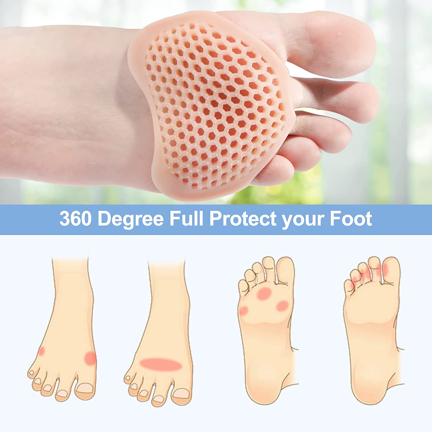 Honeycomb Gel Foot Metatarsal Pad for Pain Relief