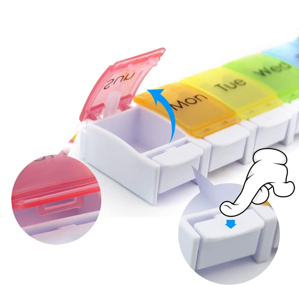 Convenient Plastic Weekly Pill Box with Large Compartments