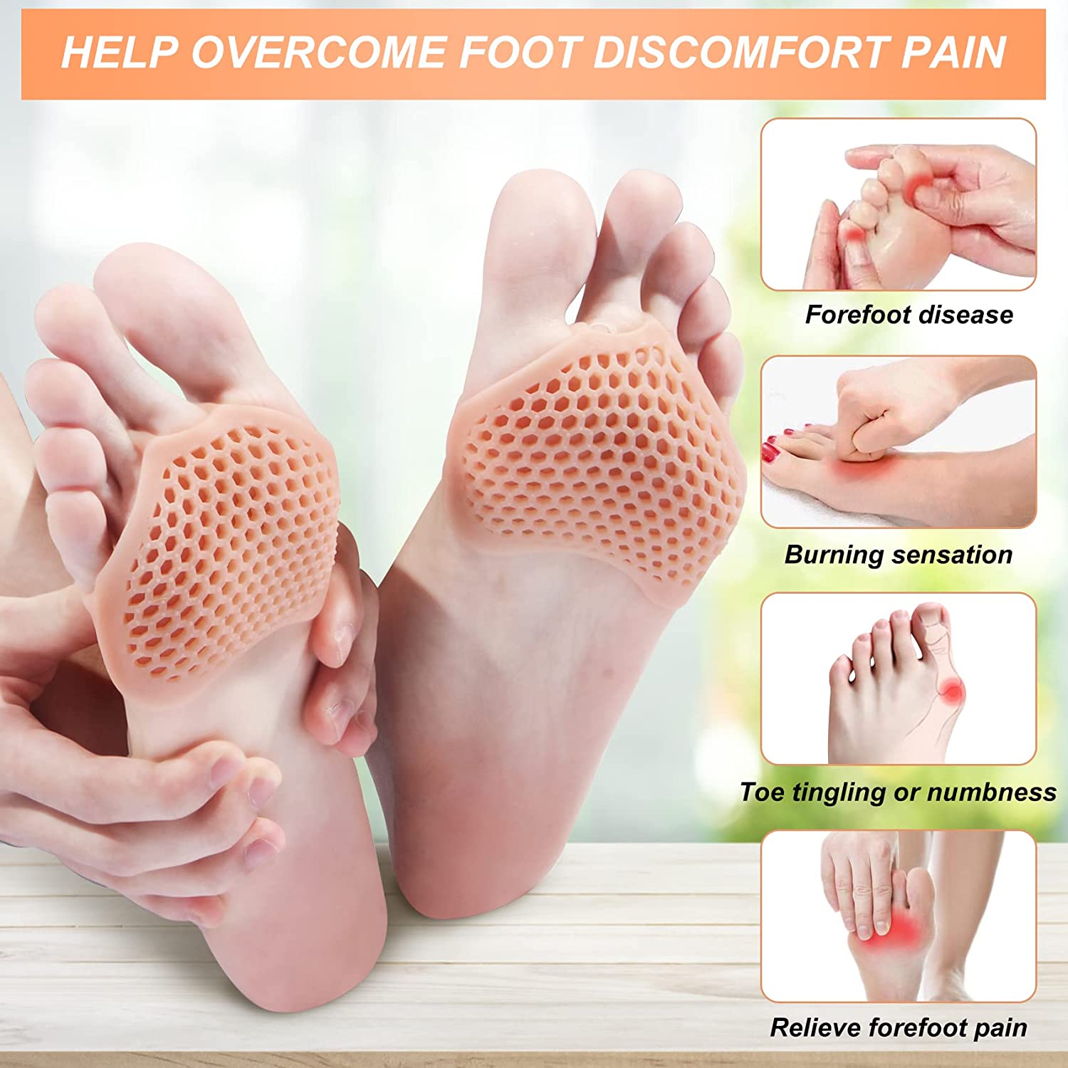 Honeycomb Gel Foot Metatarsal Pad for Pain Relief