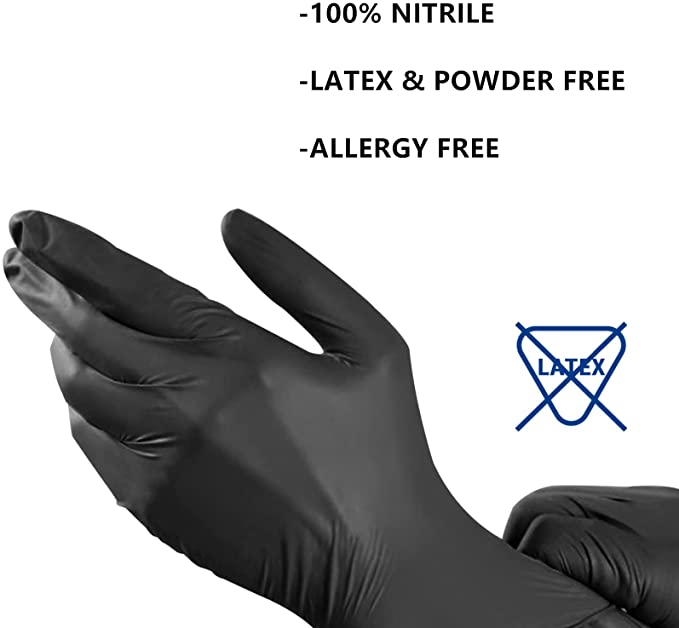 Black Latex Free Disposable Exam Nitrile Gloves