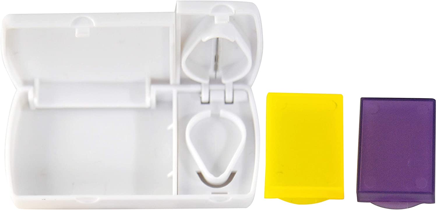 Small Portable Plastic Pill Storage Box with Cutter