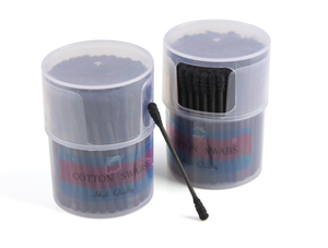 Cosmetic Dual End Black Cotton Swab with Box