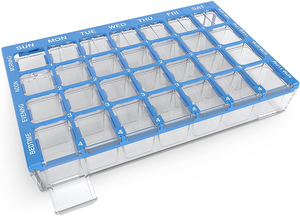 Home Weekly 4 Times a Day Pill Organizer Box with Clear Lid