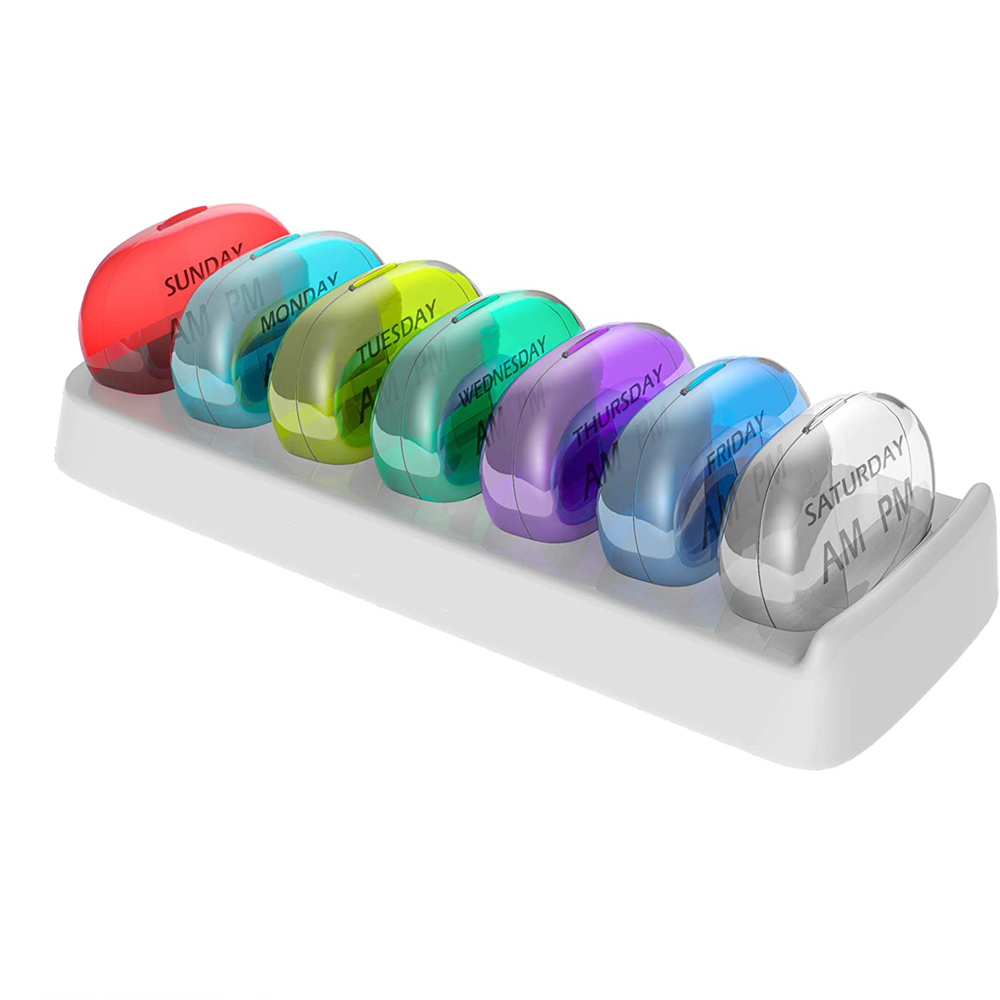 Portable Weekly 7 Day 14 Compartment Pill Container