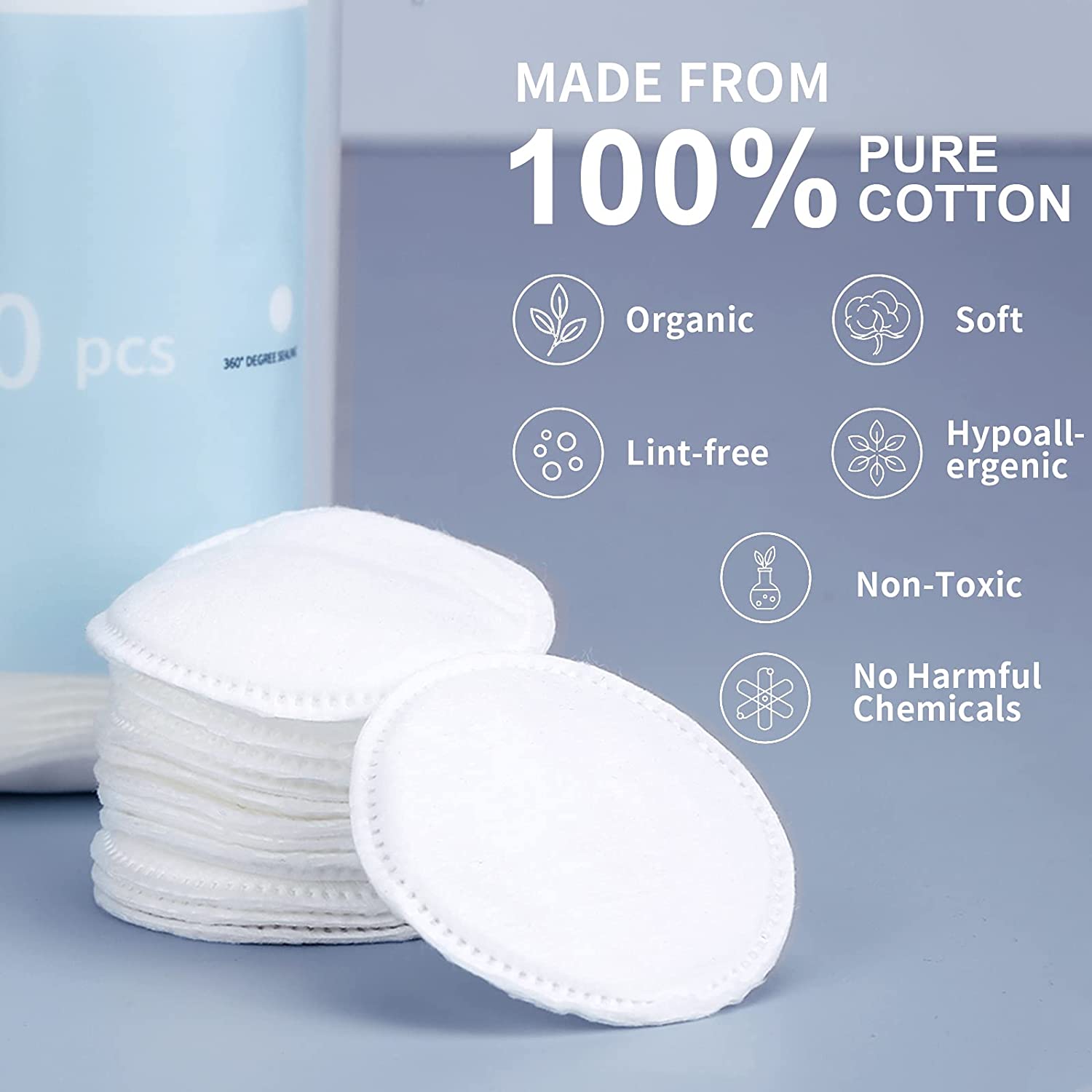 Hypoallergenic Lint Free Facial Makeup 100% Pure Cotton Pads