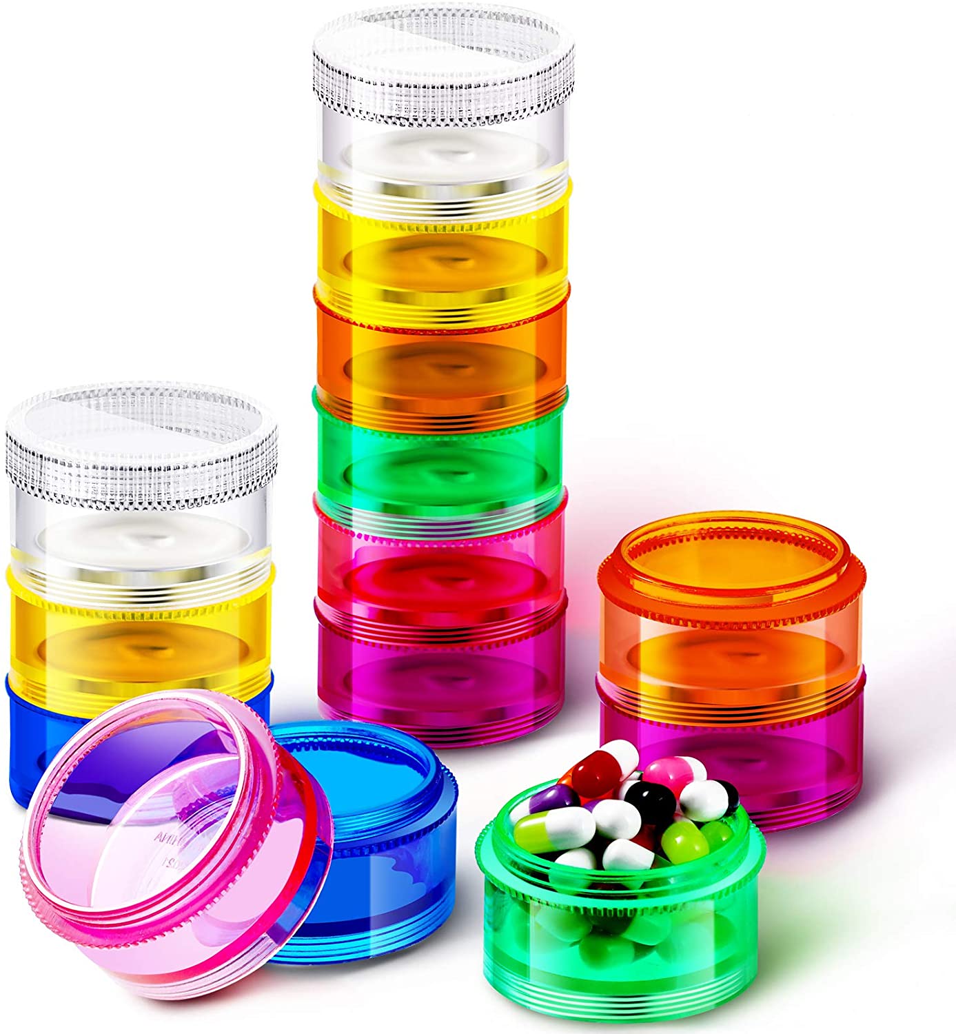 Stackable Rainbow Daily Weekly Medication Organizer