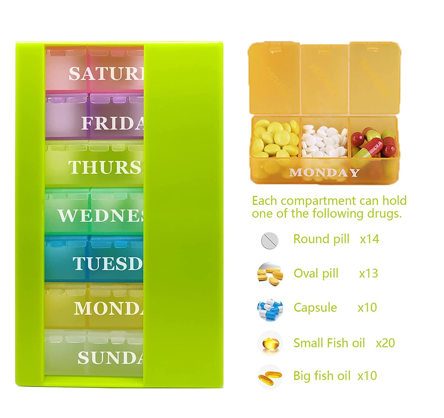 Stackable Pocket Daily 3 Times a Day Pill Organizer