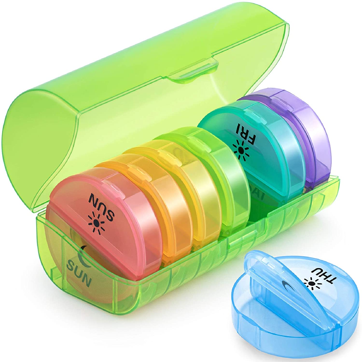 Green Plastic 7 Day Pill Box For Travel - Buy Pill Box For Travel, 7 