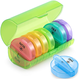 Green Plastic 7 Day Pill Box for Travel