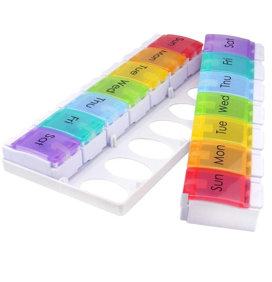 Convenient Plastic Weekly Pill Box with Large Compartments