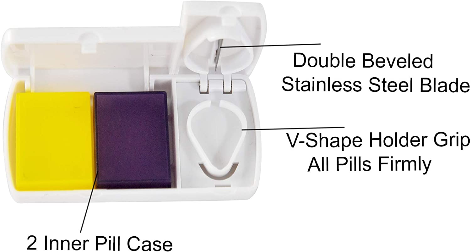 Small Portable Plastic Pill Storage Box with Cutter