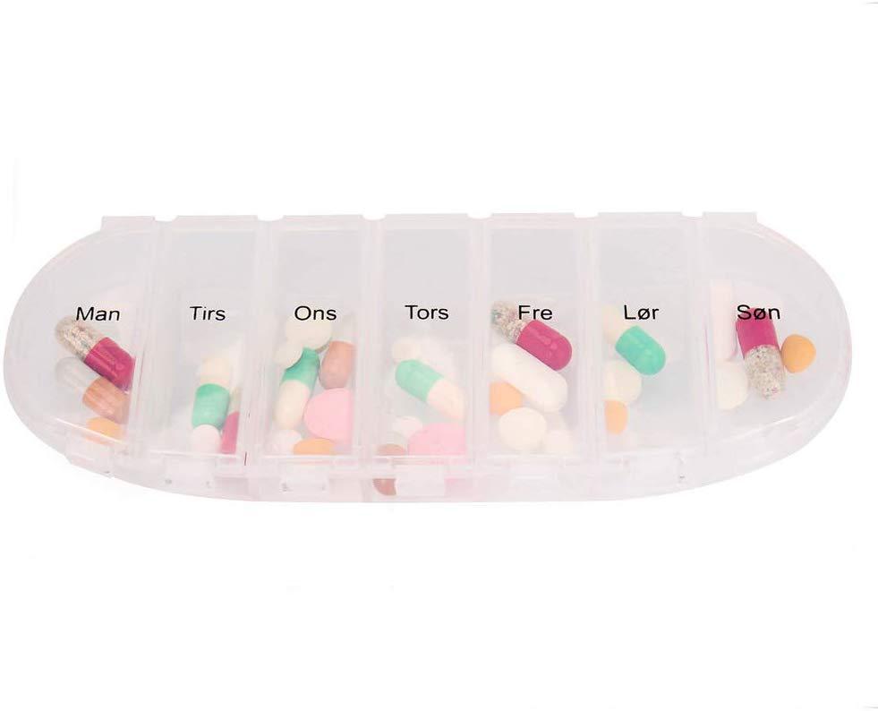 Weekly 7 Compartment Plastic Pill Box With Glasses Case