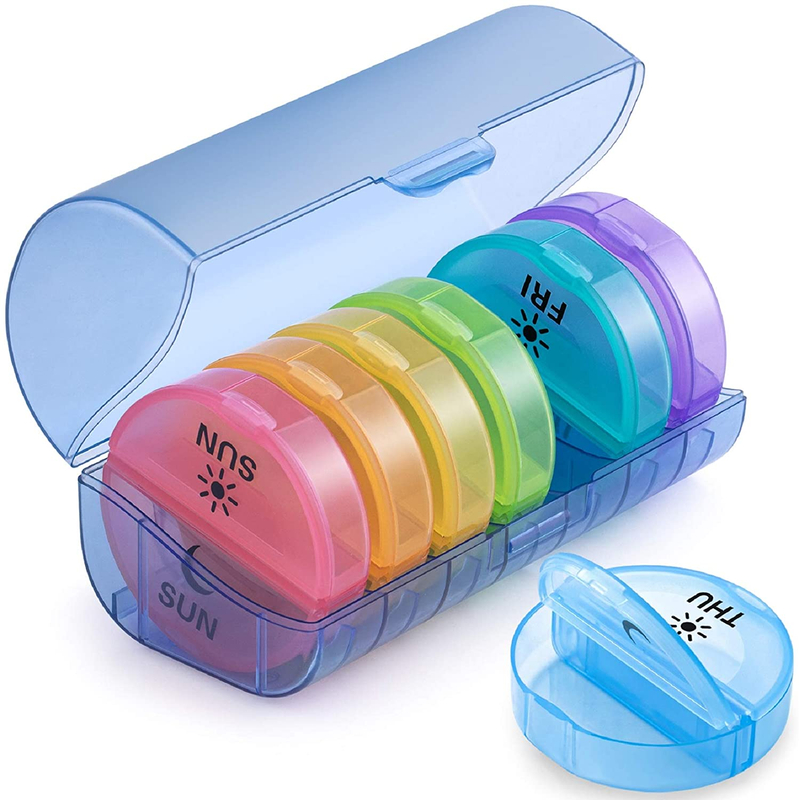 Round Colorful Daily Weekly Pill Container for Medicine Buy weekly