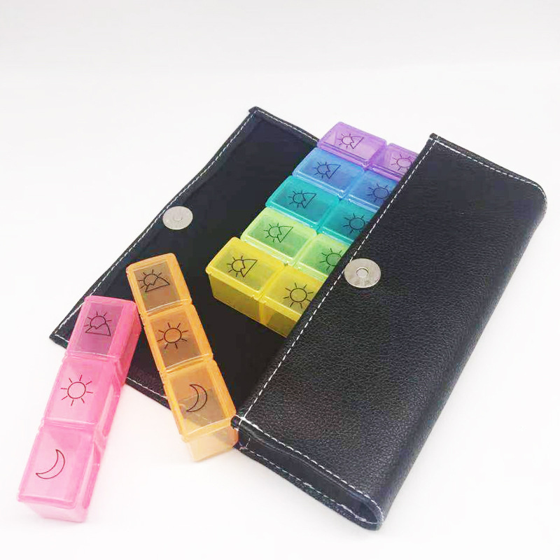 Durable Weekly Daily Pill Organizer with PU Case