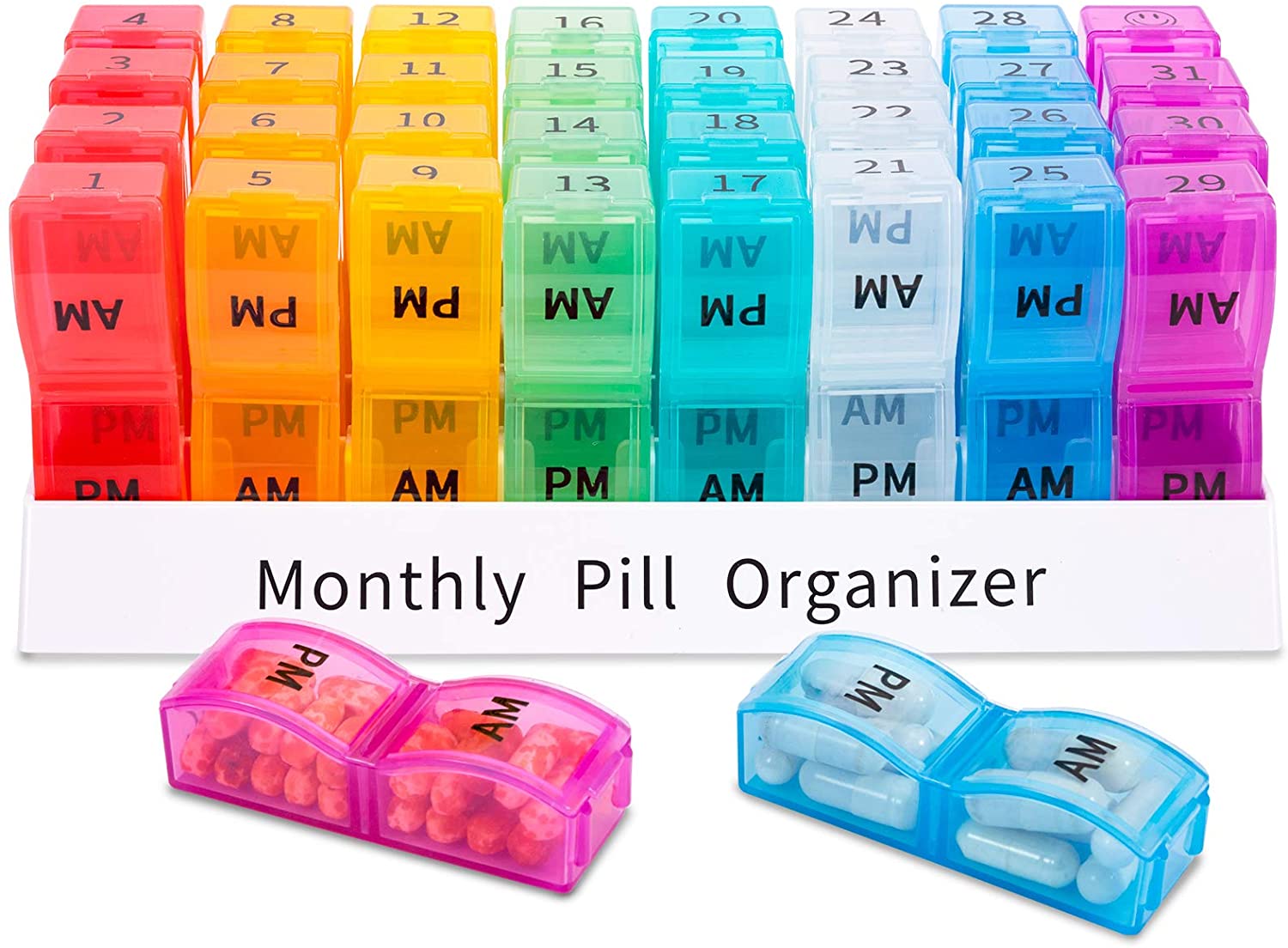 Reusable Monthly Weekly Daily Pill Dispenser for Travel