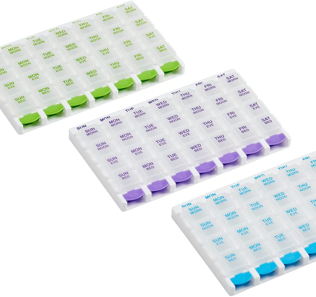 Removable Weekly 4 Times a Day Push Button Pill Organizer