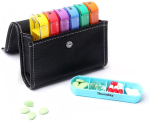 Mothers Day Gift Weekly Pill Organizer with PU Case