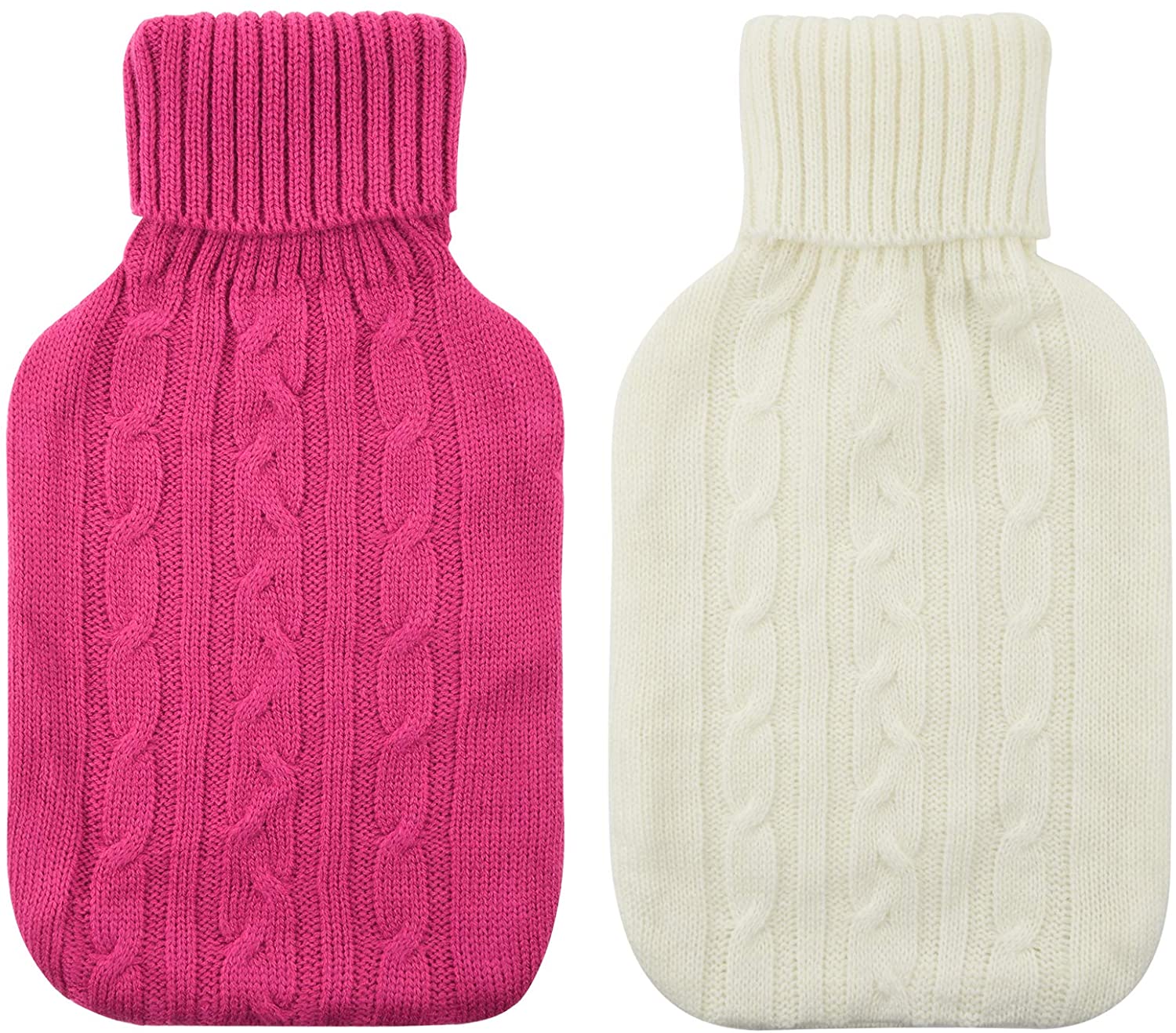 Rubber 2L Hot Water Bottle with Knitted Cover for Cramps Pain Relief