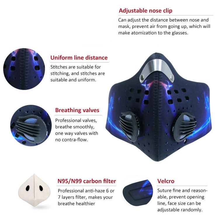 Adjustable Protective Dustproof Cycling Mask with Filters