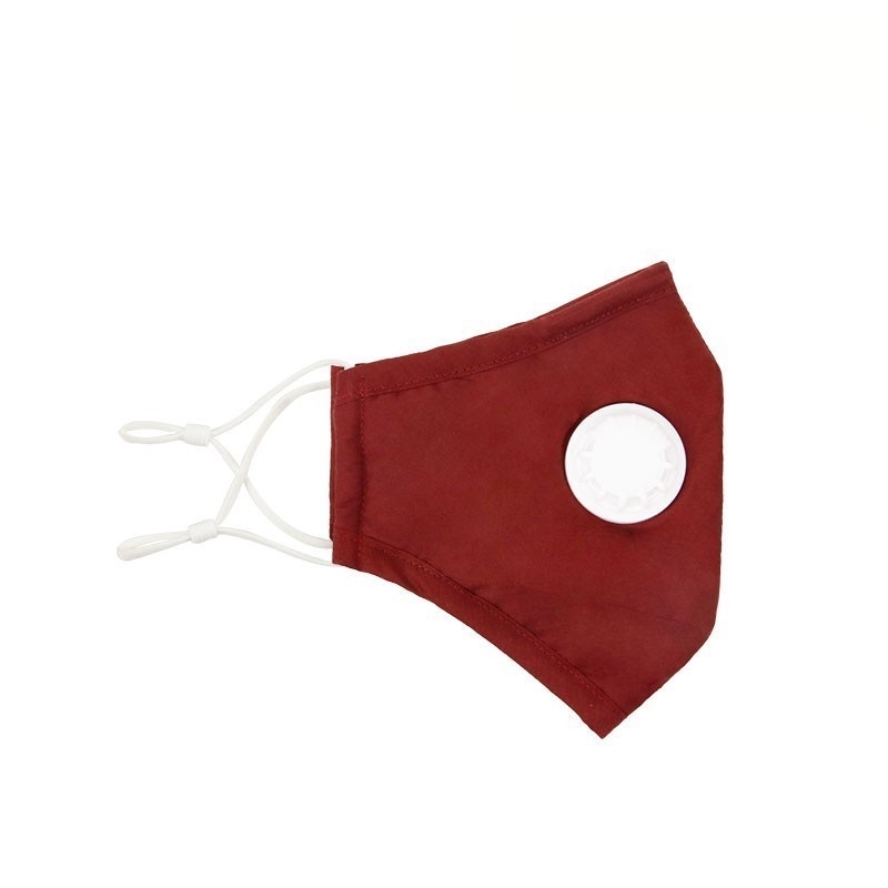 Custom Red 3 layer Cotton Mask with Carbon Filter and Breathing Valve